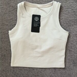 Cream Fitted Crop Tank Top